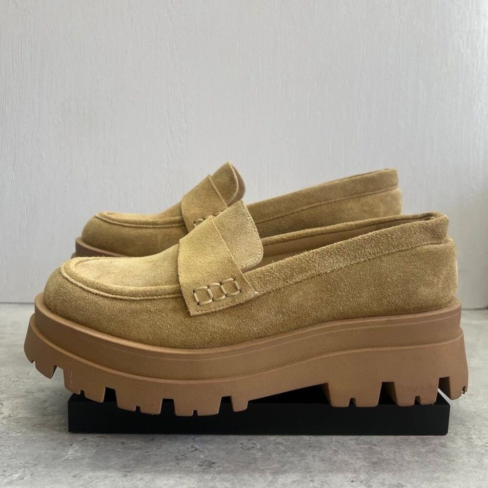 Stella Forest Paris Tan Suede Chunky Platform Lug Sole Loafers Womens Size US 10